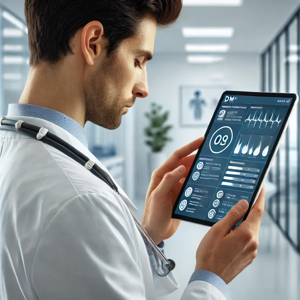 image d'un médecin utilisant une tablette pour accéder au DMP